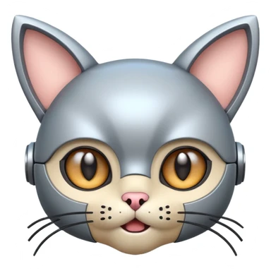 robot looking surprised with cat ears and looks funny sticker