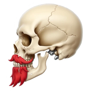 detailed human skull with red mustache and beard side view sticker