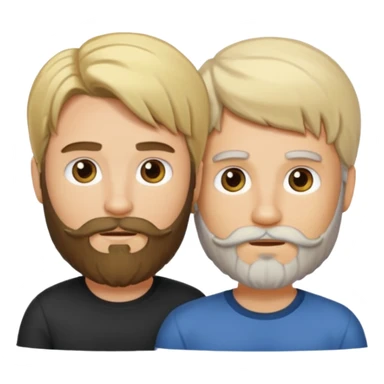 Man with a beard and long hair gathered with another short-haired blond man sticker