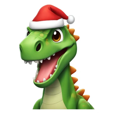 dinosaur with thumbs up and santa hat sticker