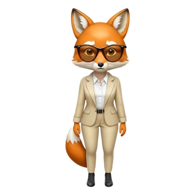 serious anthropomorphised female fox in stylish outfit with sunglasses, looking sad, back facing the viewer, full-body view sticker