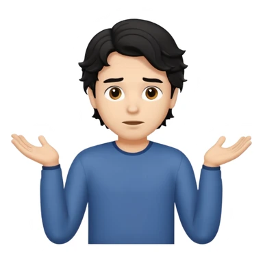 a guy shrugging his shoulders with a black little bit wavy hair sticker