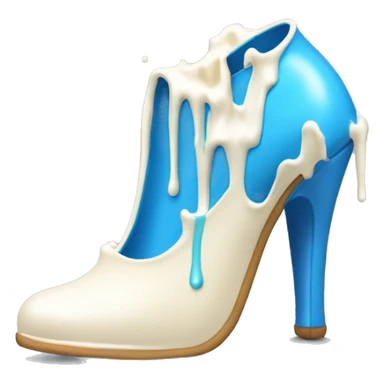 blue high heel pump with white cream dripping drown off of it sticker