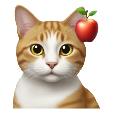 Cat with apple sticker