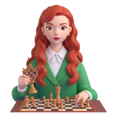 Anya Taylor-Joy from Queen's Gambit, red hair, chessboard sticker