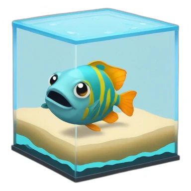 Cube fish tank no fish sticker