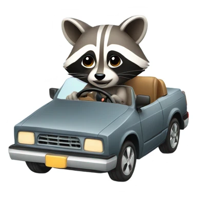 Raccoon driving car sticker