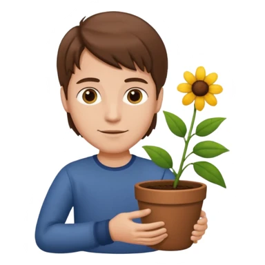 man holding a flower pot sticker