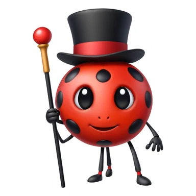 Emoji Ladybug with top hat and cane  sticker