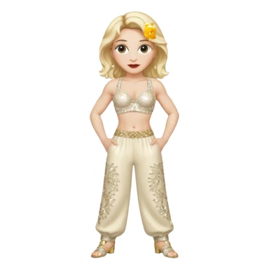 Madonna with blonde hair, cream sequin bra, cream sequin baggy pants sticker