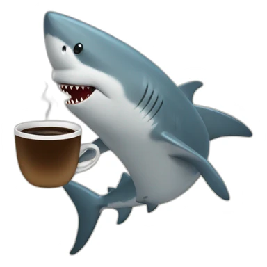 shark with coffee sticker
