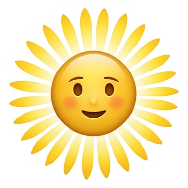 iOS-style 3D emoji: bright radial burst of light from center, white core fading to yellow, surrounded by dynamic motion streaks, soft glow, no text, no faces sticker