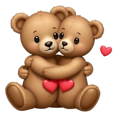 Teddy hugging another teddy with hearts sticker