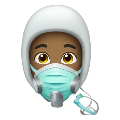 person wit oxygen mask sticker