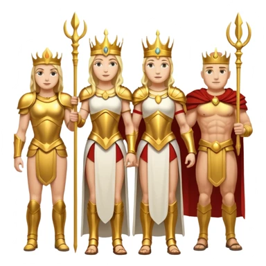 group of white trojans being led by a woman queen sticker