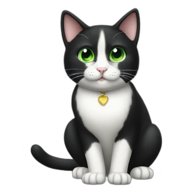 happy tuxedo cat green eye whole body sticker