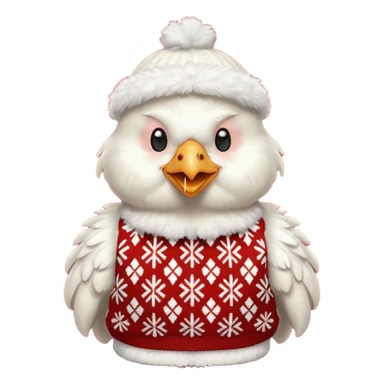 White Chicken with a Christmas jumper sticker