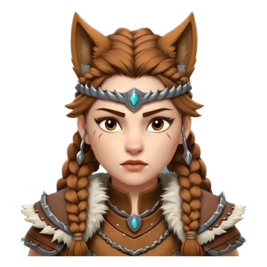 barbarian woman wolf rider portrait, head and shoulders only, fierce female warrior, fur-lined barbarian armor collar, wolf fur details, wild braided hair, intense eyes, tribal warrior vibe, fantasy style, 3D cartoon, mobile game icon style, clean background, no text, no watermark
 sticker