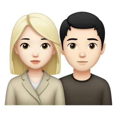 Asian girl with black hair and white boy with blonde hair  sticker