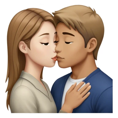 Light brown haired Asian man kissing white light brown haired girl sticker