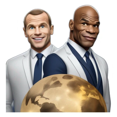Emanuel macron sur la lune avec Zemour et mike Tyson sticker