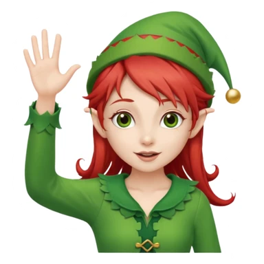 christmas elf girl with red hair, waving  sticker