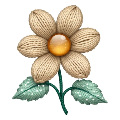 Knit flower with beige glittery design sticker