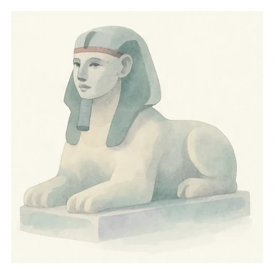 ancient sphinx, watercolor art style sticker
