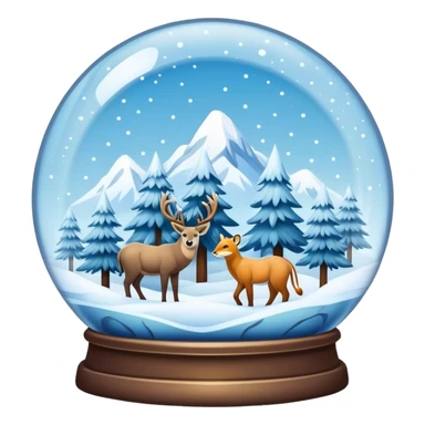Snowman and winter landscape with wild animals in Snow globe sticker