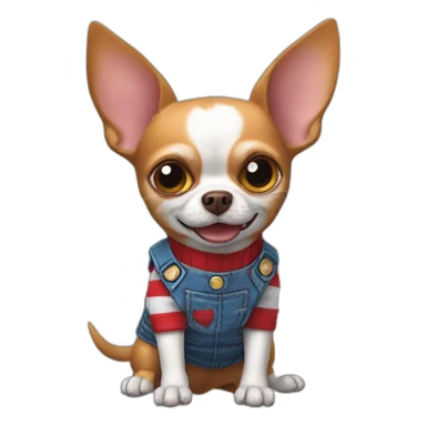 Chihuahua dressed as a Chucky puppet sticker