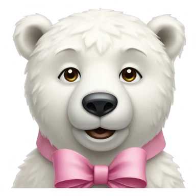 Polar bear with a pink bow and cute sticker