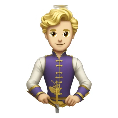 Gold gilded violet vintage man blonde hair fencing  sticker
