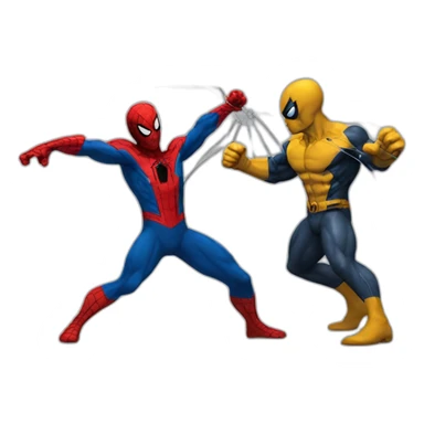 Spiderman fighting against wolverine sticker