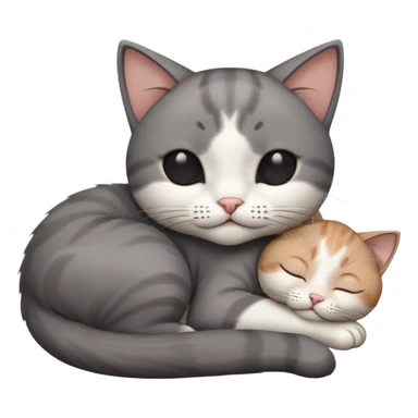 dark grey and white small cat with its eyes closed lying down leaning on its elbow with its paw curled under its head holding it up sticker