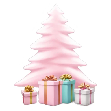 Light pink Christmas gifts under a white Christmas tree  sticker