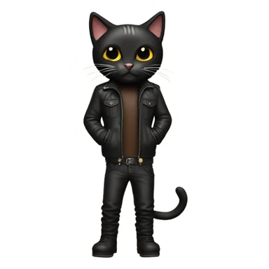black skinny cat leather jacket sticker