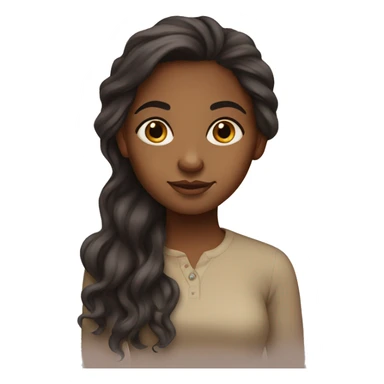 Cosy Brown Girl Long hair sticker