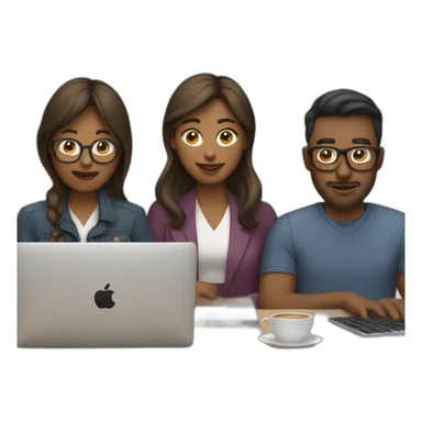 woman and two men working on one macbook sticker