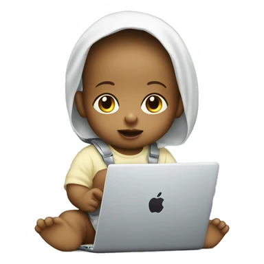 baby with pacifer working at the laptop apple style  sticker