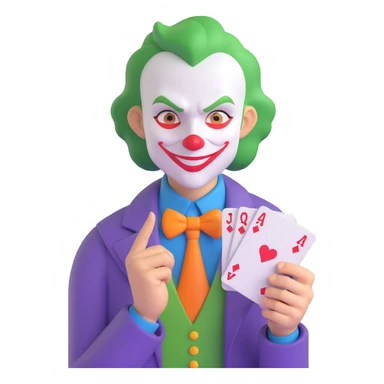 Joker holding a playing card with a mischievous expression sticker