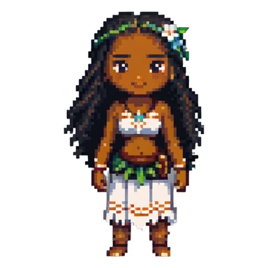 Moana standing, pixel art style sticker