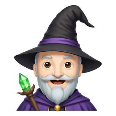a wizard with a small black hat and a black mustache laughs hard sticker