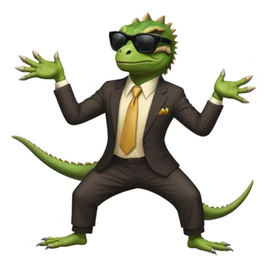 capitalist iguana banker godfather with black sunglasses breakdance sticker