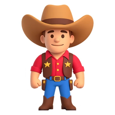 Make the cowboy hat even bigger on John Cena in the style of microsoft style 3d fluent emojis, keep the 3D emoji style look. sticker