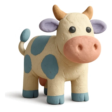 claymation style cow, pastel colors, no background sticker