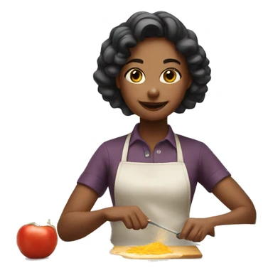 A young woman cooking  sticker