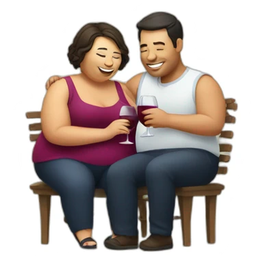 overweight couple drinking wine sticker