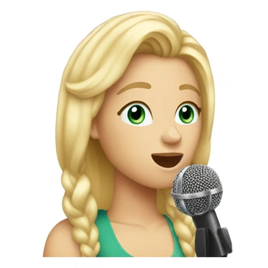 blonde hair emoji singing into mic sticker