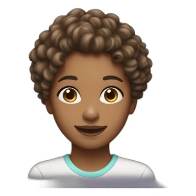 Brow curly hair girl smiling sticker