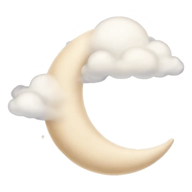 Beige crescent moon with sparkly white clouds sticker